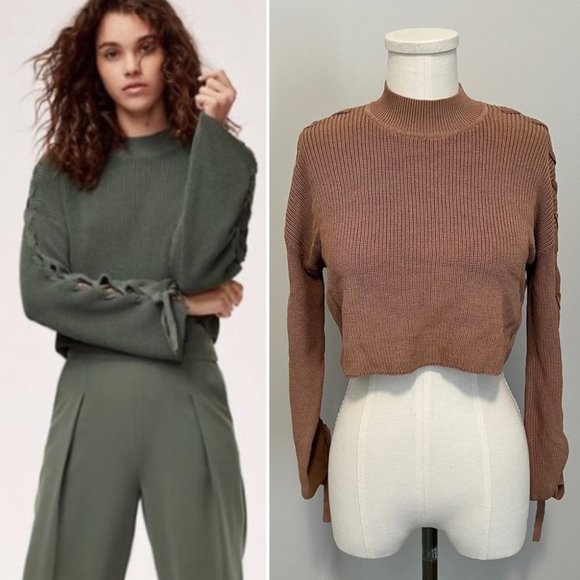 Aritzia Sweaters - Aritzia Wilfred Salome Cropped Knit Sweater Tie Sleeves